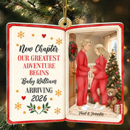 Adorable,Christmas,First Christmas,Gift For Mother,Gifts For Her,New Baby,Pregnant Mom,Vector - Christmas Gift For Expecting Parents, Pregnancy Keepsake - Personalized New Chapter Acrylic Ornament