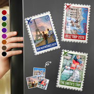 Christmas, Custom Photo, Family, Happy, Travel, Upload Full Photo - Family Travel Gift - Personalized Custom Photo Postage Stamp Acrylic Magnet