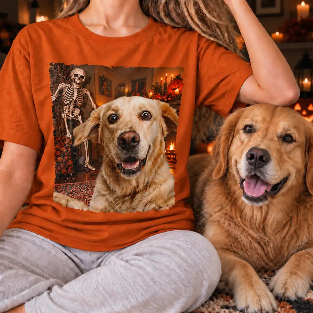 Art Design,Custom Photo,Dog Mom,Gift For Mother,Gifts For Her,Humorous,Pet Lovers,Photo - Halloween Pet Selfie,Top Market - Halloween Gift For Dog Lovers - Personalized Custom Photo Dog Selfie T Shirt