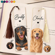 Art Design, Custom Photo, Dog Lovers, Pet Lovers, Photo - Semi Realistic Portrait, Playful, Reading, Top Market - Gift For Book Lovers - Personalized Custom Photo Pet Portrait Acrylic Bookmark