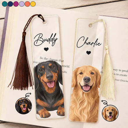 Gift For Book Lovers - Personalized Custom Photo Pet Portrait Acrylic Bookmark