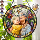 Gift For Couples,Gift For Mother,Gift For Grandpa,Gift For Father,Gift For Grandma,Family,Parents,Love - Custom Photo Stained Glass Portrait Mom Grandma Parents Family - Personalized Stained Glass Window Hanging Suncatcher