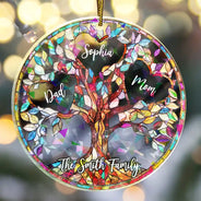 Christmas,Family,Parents,Gift For Grandparents - Family Unbreakable Bond Tree Of Life - Personalized Holographic Acrylic Ornament
