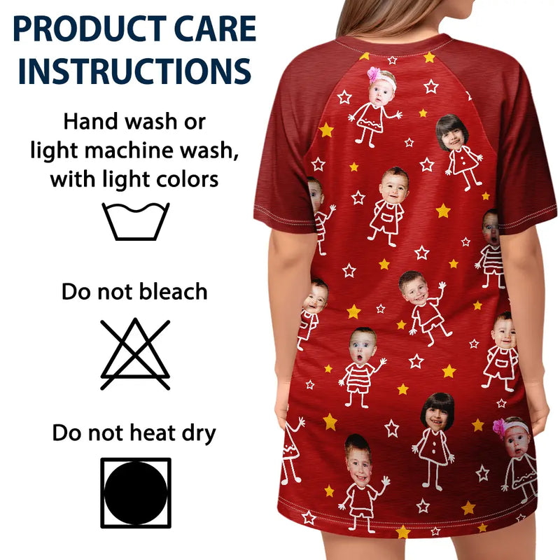 Gift For Wife,Gift For Yourself,Gift For Women,Parents,Gift For Mother,Gift For Grandma,Gift For Grandparents,French,Non-Eng,Photo,Icon,Adorable - Photo Personnalisable Cette Mamie Maman Appartient À - Robe T-Shirt De Nuit Femme Personnalisée