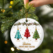 Christmas,Family,Gift For Sibling,Icon,Sentimental - Christmas Gift For Siblings - Personalized Brothers & Sisters Forever Linked Together Festive Ceramic Ornament
