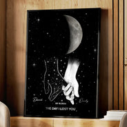 Christmas, Gift For Yourself, Gifts For Her, Gifts For Him, Memorial, Memorial Loved One, Moon Phase, Sentimental, Top Market - Sympathy Gift For Loss Of Loved One - Personalized Moon Phase Holding Hands Poster