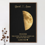 Anniversary, Christmas, Gift For Couples, Moon Phase, Old Couples, Romantic, Top Market - Anniversary Gift For Couple - Personalized Moon Phase What The Moon Looked Like Poster