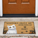 Art Design,Playful,Halloween,Pet Lovers,Photo - Halloween Theme Accessories 3D Cartoon - Custom Photo 3D Halloween Themed Pet All Visitors Must Be Approved By - Personalized Doormat