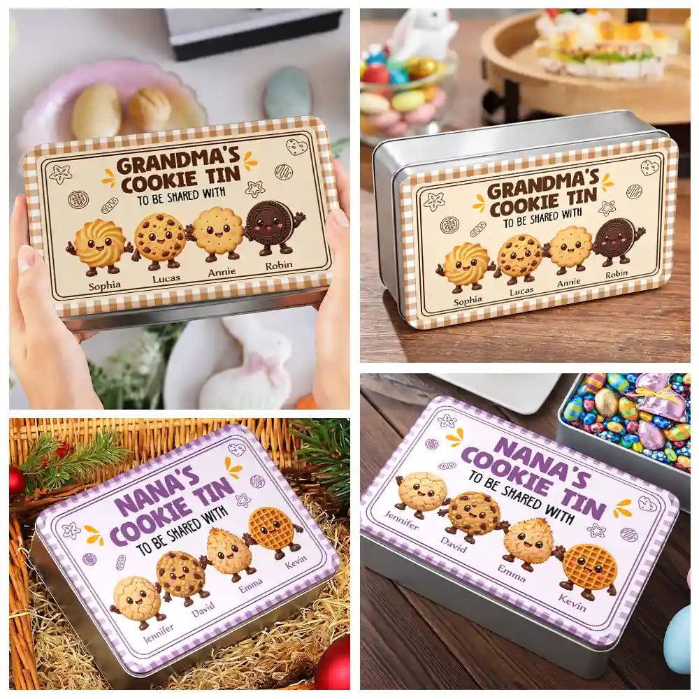 Baking,Christmas,Gift For Grandma,Gifts For Her,Icon,Sentimental,Top Market - Gift For Grandma - Personalized Biscuit Cookie Container To Be Shared With Grandkids Metal Tin Box