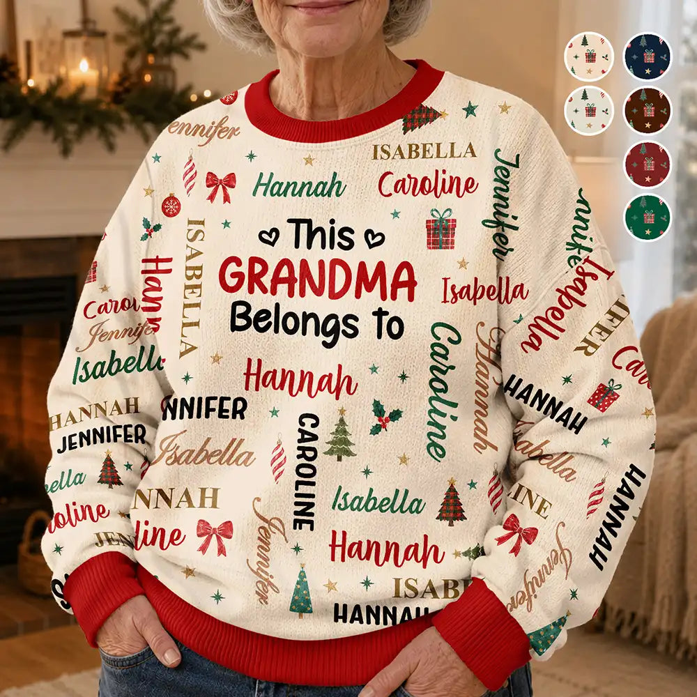 Christmas Gift For Grandma Nana - Personalized Kids Names Unisex Ugly Sweater