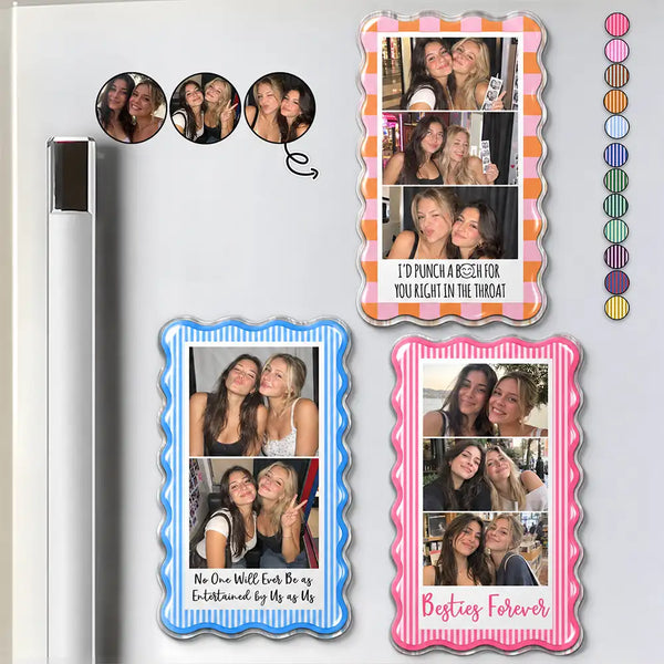 Afro Besties, Christmas, Custom Photo, Gift For Bestie, Happy, Upload Full Photo - Just Because Birthday Bestie Gift - Personalized Custom Photo Acrylic Magnet
