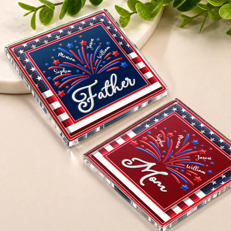 Gift For Mother,Gift For Grandma,Gift For Father,Gift For Grandpa,Independence Day,Top Market,Confident - America Mom Grandma Fireworks Celebration - Personalized Acrylic Magnet