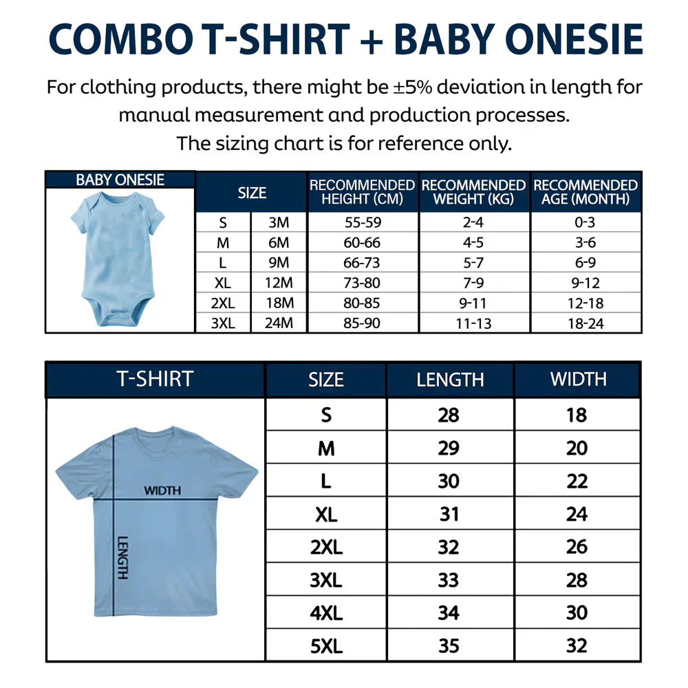 Our First Father's Day Together Cheers - Personalized Combo T Shirt And Baby Onesie