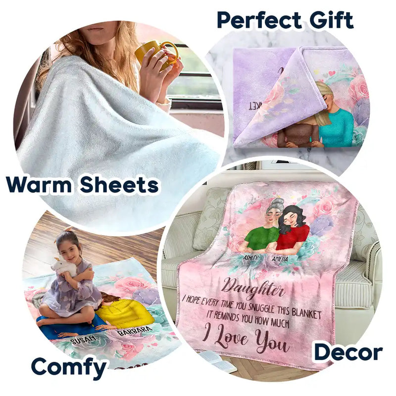 Gift For Mother, Gift For Daughter, Mom - Daughters (Adult), Love - Mom Daughter I Hope Every Time You Snuggle - Personalized Fleece Blanket, Sherpa Blanket