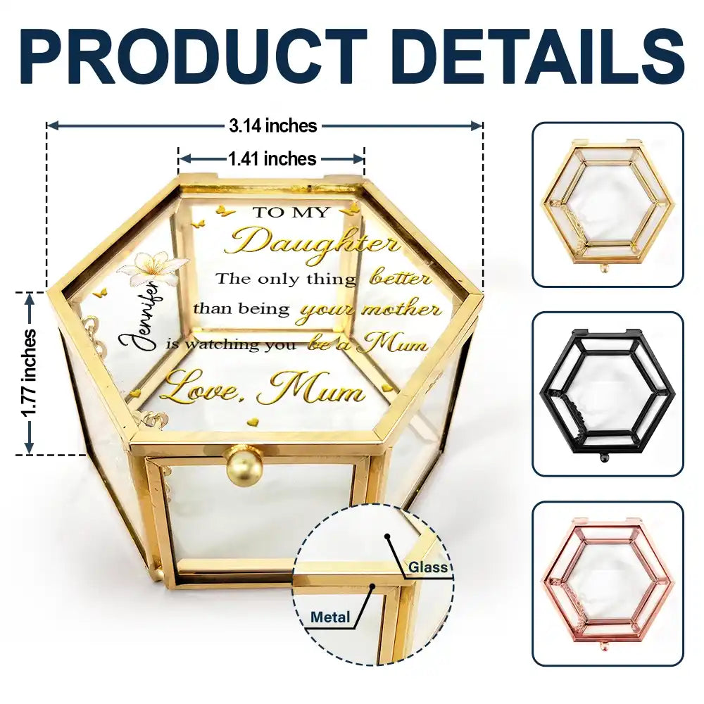 Gift For Daughter,Mom - Daughters (Adult),Gift For Women,Happy,Grandma - Grandkids,Gift For Grandkids - Mom Daughter The Only Thing Better Than Being Your Mother - Personalized Ring Dish - Personalized Glass Jewelry Box