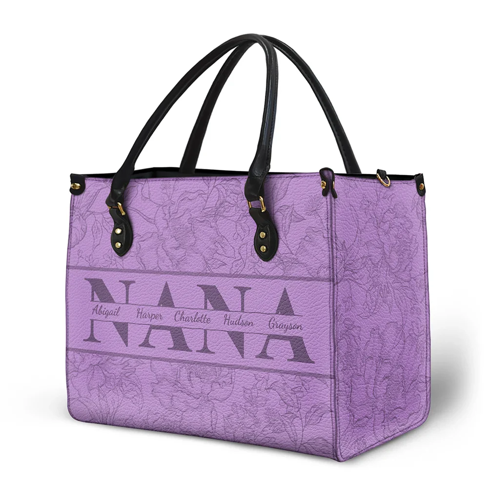 Gift For Mother, Family, Happy - Mom Floral Design Trendy Bag - Personalized Leather Bag