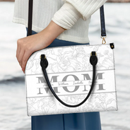 Gift For Mother, Family, Happy - Mom Floral Design Trendy Bag - Personalized Leather Bag