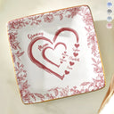 Gift For Grandma, Gift For Mother, Grandma - Grandkids, Happy - Mom Grandma Heart We Love You Toile De Jouy Pattern - Personalized Ring Dish