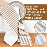 Gift For Wife,Gift For Yourself,Gift For Women,Gift For Mother,Gift For Aunt,Gift For Grandma,Happy,Cooking,Baking - Mom Grandma Kitchen Vintage Stripe - Personalized Kitchen Towel