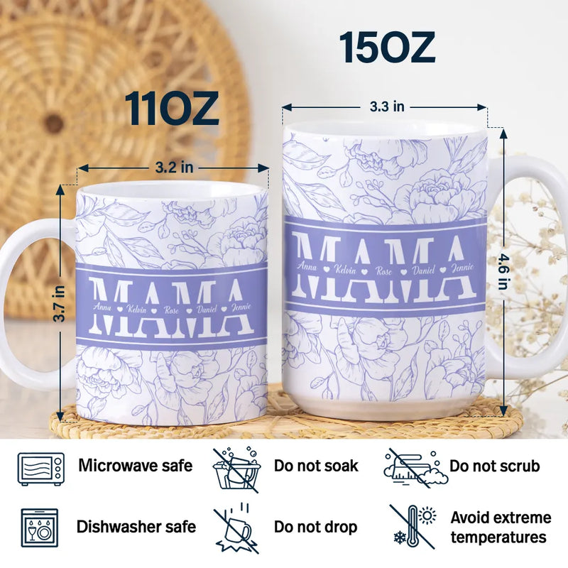 Gift For Mother,Gift For Grandma - Mom Grandma Nana - Personalized White Edge-to-Edge Mug