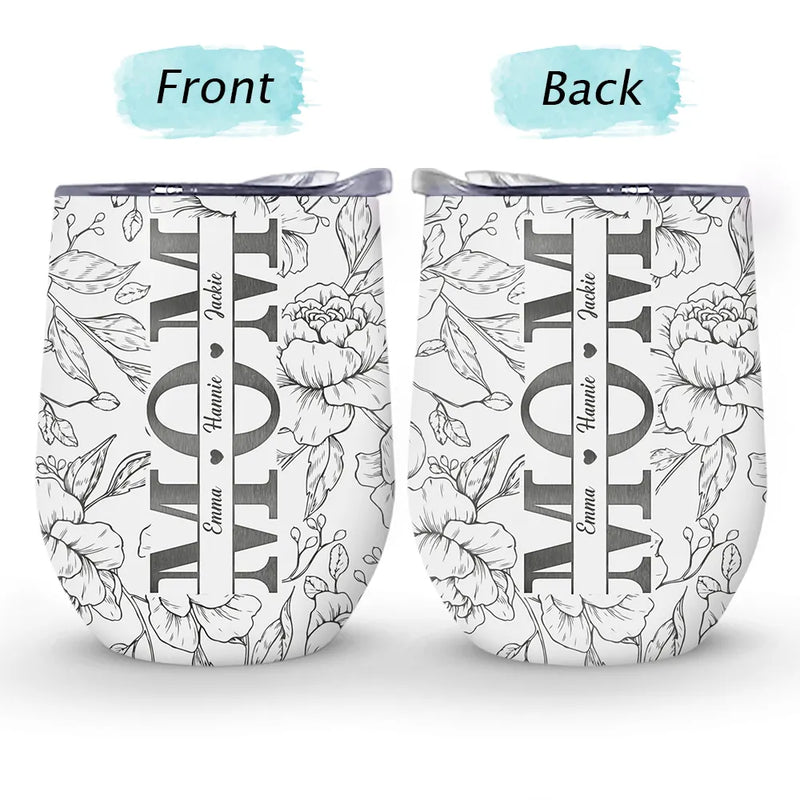 Gift For Mother, Gift For Grandma, Love - Mom Grandma Nana - Personalized Wine Tumbler
