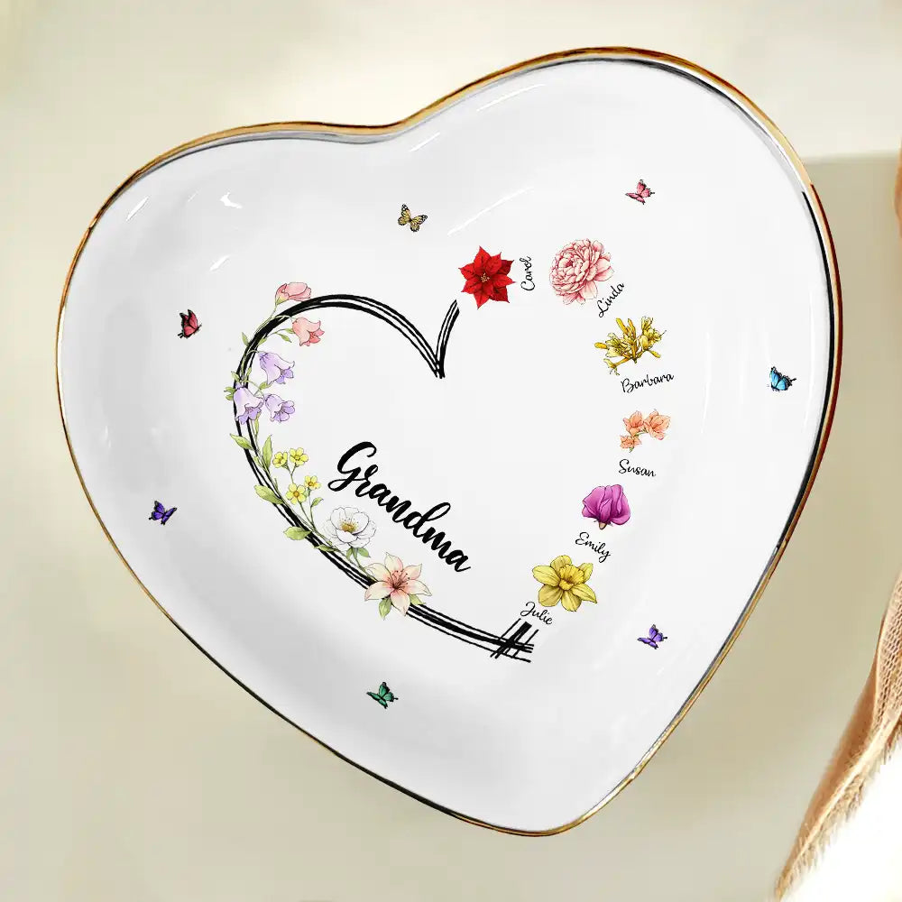 Gift For Mother, Grateful, Icon - Mom Grandma Sweetheart Birth Month Flower - Personalized Ring Dish