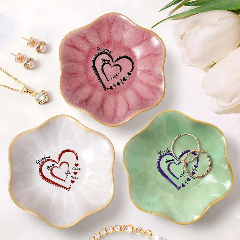 Mom Grandma Sweethearts - Personalized Lotus Jewelry Dish