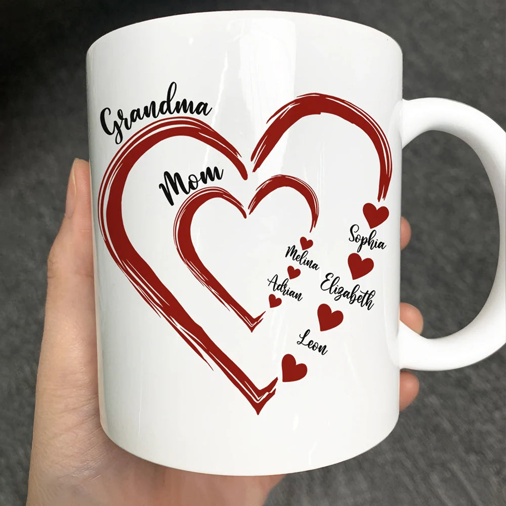 Gift For Grandma, Gift For Mother, Gift For Wife, Happy - Mom Grandma Sweethearts - Personalized Mug