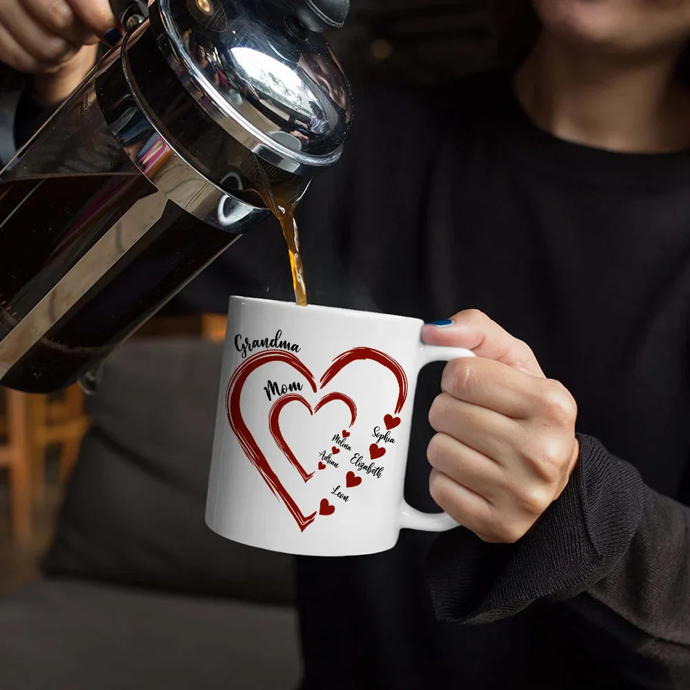 Gift For Grandma, Gift For Mother, Gift For Wife, Happy - Mom Grandma Sweethearts - Personalized Mug
