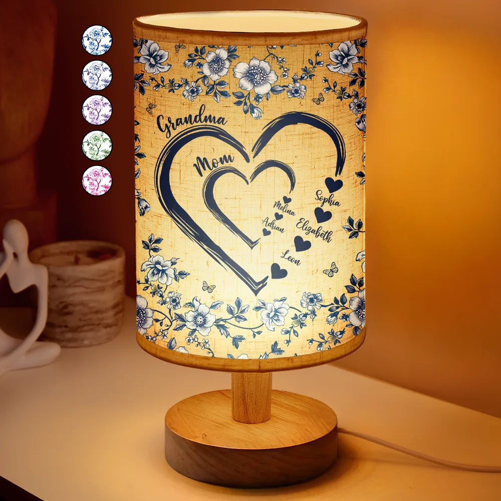 Mom Grandma Sweethearts Toile - Personalized Fabric Lamp