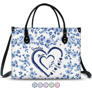 Gift For Wife,Gift For Mother,Gift For Grandma,Love,Family - Mom Grandma Sweethearts Toile - Personalized Leather Bag