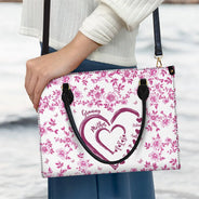 Gift For Wife,Gift For Mother,Gift For Grandma,Love,Family - Mom Grandma Sweethearts Toile - Personalized Leather Bag