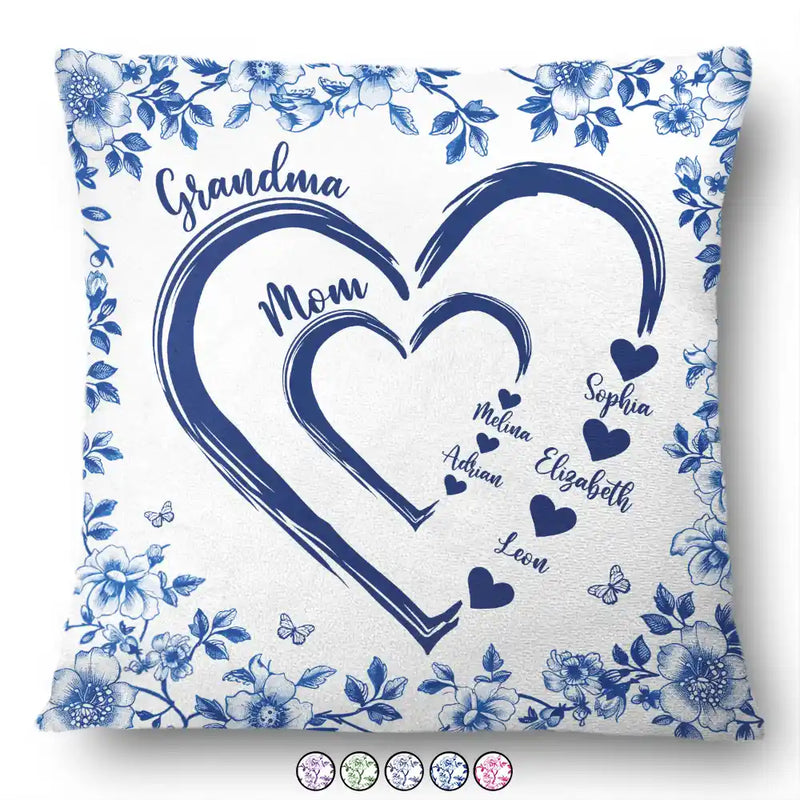 Gift For Wife,Gift For Mother,Gift For Grandma,Love - Mom Grandma Sweethearts Toile - Personalized Pillow