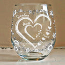 Gift For Wife,Gift For Mother,Gift For Grandma,Love,Family - Mom Grandma Sweethearts Toile - Personalized Stemless Wine Glass