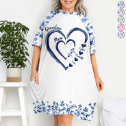 Gift For Wife,Gift For Mother,Gift For Grandma,Love,Family,Non-Eng,Icon - Mom Grandma Sweethearts Toile - Personalized Women's Sleep Tee