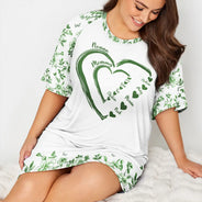 Gift For Wife,Gift For Mother,Gift For Grandma,Love,Family,Non-Eng,Icon - Mom Grandma Sweethearts Toile - Personalized Women's Sleep Tee