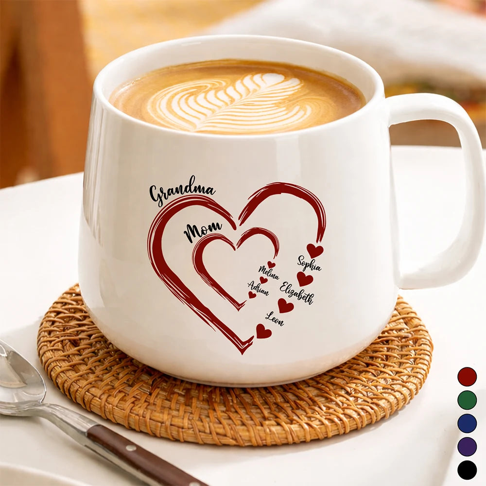 Gift For Mother,Gift For Grandma,Grandma - Grandkids,Happy,Icon,Grateful - Mom Grandma Sweethearts Toile Pattern - Personalized Tapered Mug