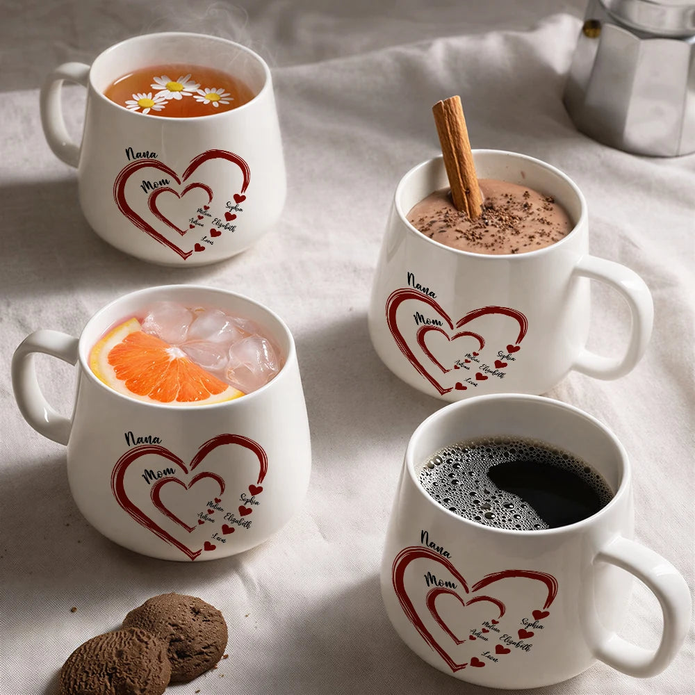 Gift For Mother,Gift For Grandma,Grandma - Grandkids,Happy,Icon,Grateful - Mom Grandma Sweethearts Toile Pattern - Personalized Tapered Mug