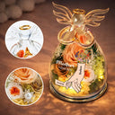 Gift For Grandma,Grandma - Grandkids,Happy - Mom Grandma We Love You - Personalized Flower In Glass Angel Figurine
