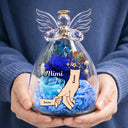 Gift For Grandma,Grandma - Grandkids,Happy - Mom Grandma We Love You - Personalized Flower In Glass Angel Figurine