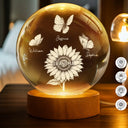 Happy,Love,Grandma - Grandkids,Mom - Children,Gift For Mother - Mom Grandma's Birth Flowers And Butterflies - Personalized Crystal Globe Lamp