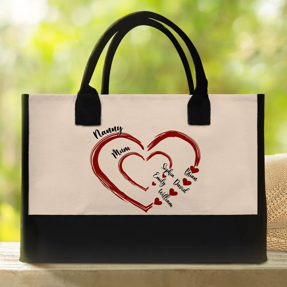 Gift For Wife,Gift For Mother,Gift For Grandma,Happy - Mom Mum Grandma Sweethearts - Personalized Canvas Tote Bag