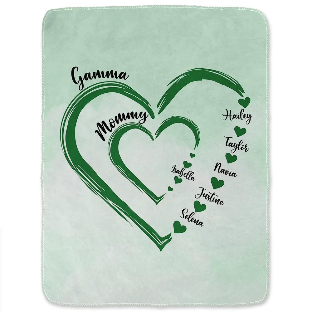 Gift For Wife,Gift For Mother,Gift For Grandma,Happy - Mom Mum Grandma Sweethearts - Personalized Fleece Blanket, Sherpa Blanket