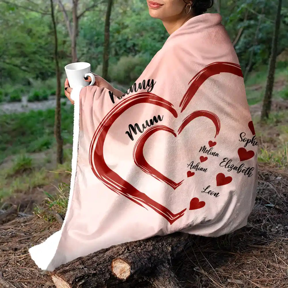 Gift For Wife,Gift For Mother,Gift For Grandma,Happy - Mom Mum Grandma Sweethearts - Personalized Fleece Blanket, Sherpa Blanket