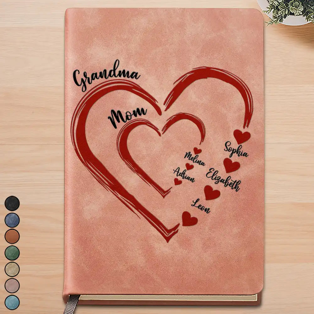 Gift For Wife,Gift For Mother,Gift For Grandma,Happy - Mom Mum Grandma Sweethearts - Personalized Leather Journal