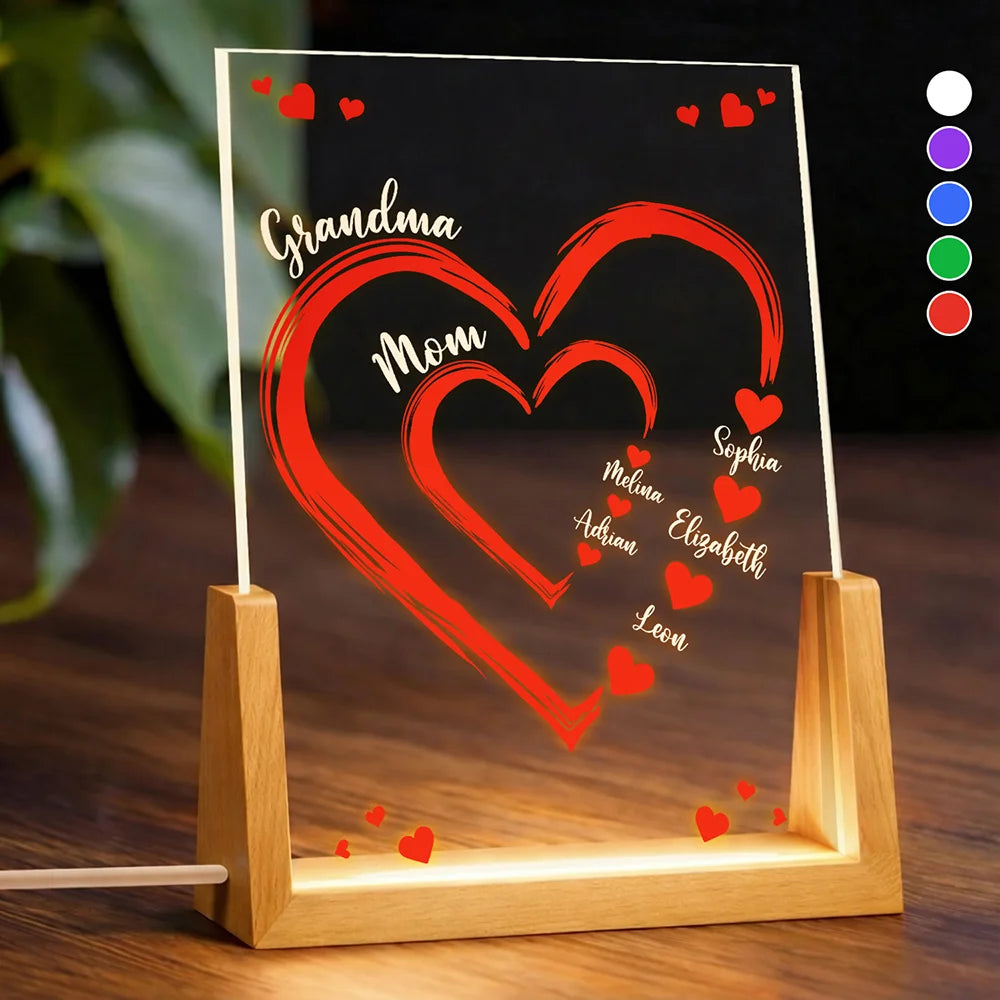 Gift For Wife,Gift For Mother,Gift For Grandma,Happy - Mom Mum Grandma Sweethearts - Personalized Night Light