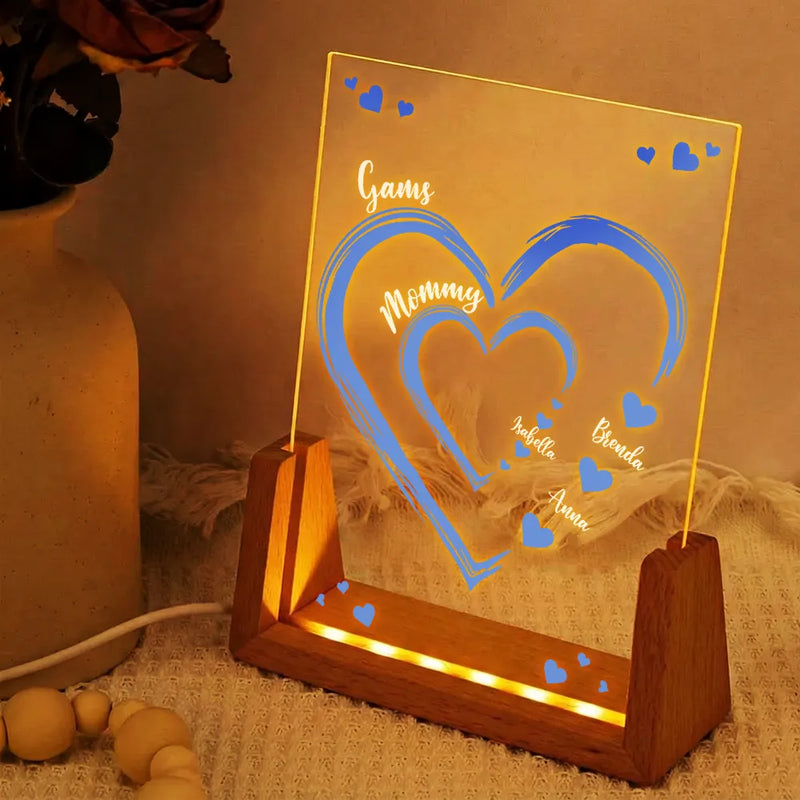 Gift For Wife,Gift For Mother,Gift For Grandma,Happy - Mom Mum Grandma Sweethearts - Personalized Night Light