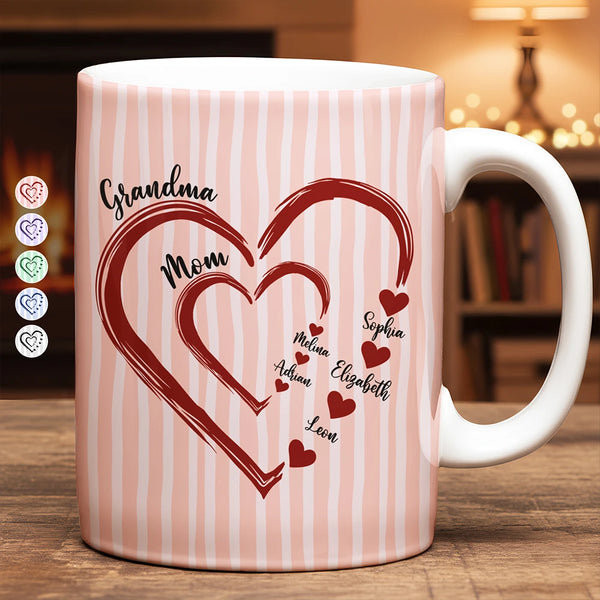 Gift For Wife,Gift For Mother,Gift For Grandma,Happy - Mom Mum Grandma Sweethearts - Personalized White Edge-to-Edge Mug