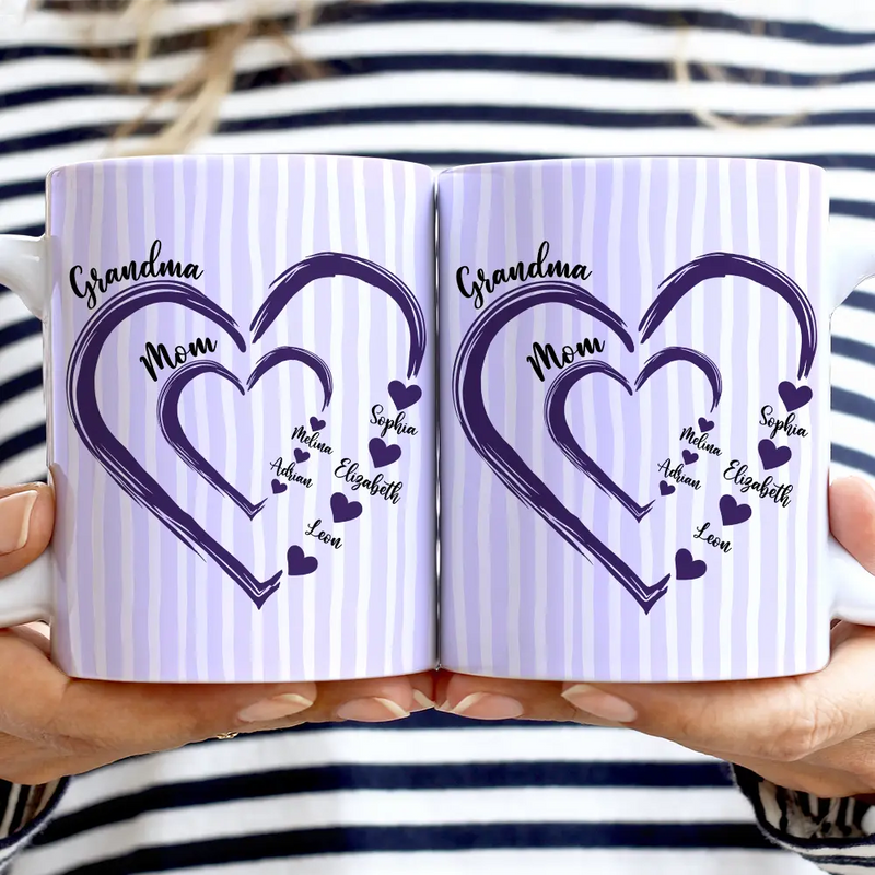 Gift For Wife,Gift For Mother,Gift For Grandma,Happy - Mom Mum Grandma Sweethearts - Personalized White Edge-to-Edge Mug