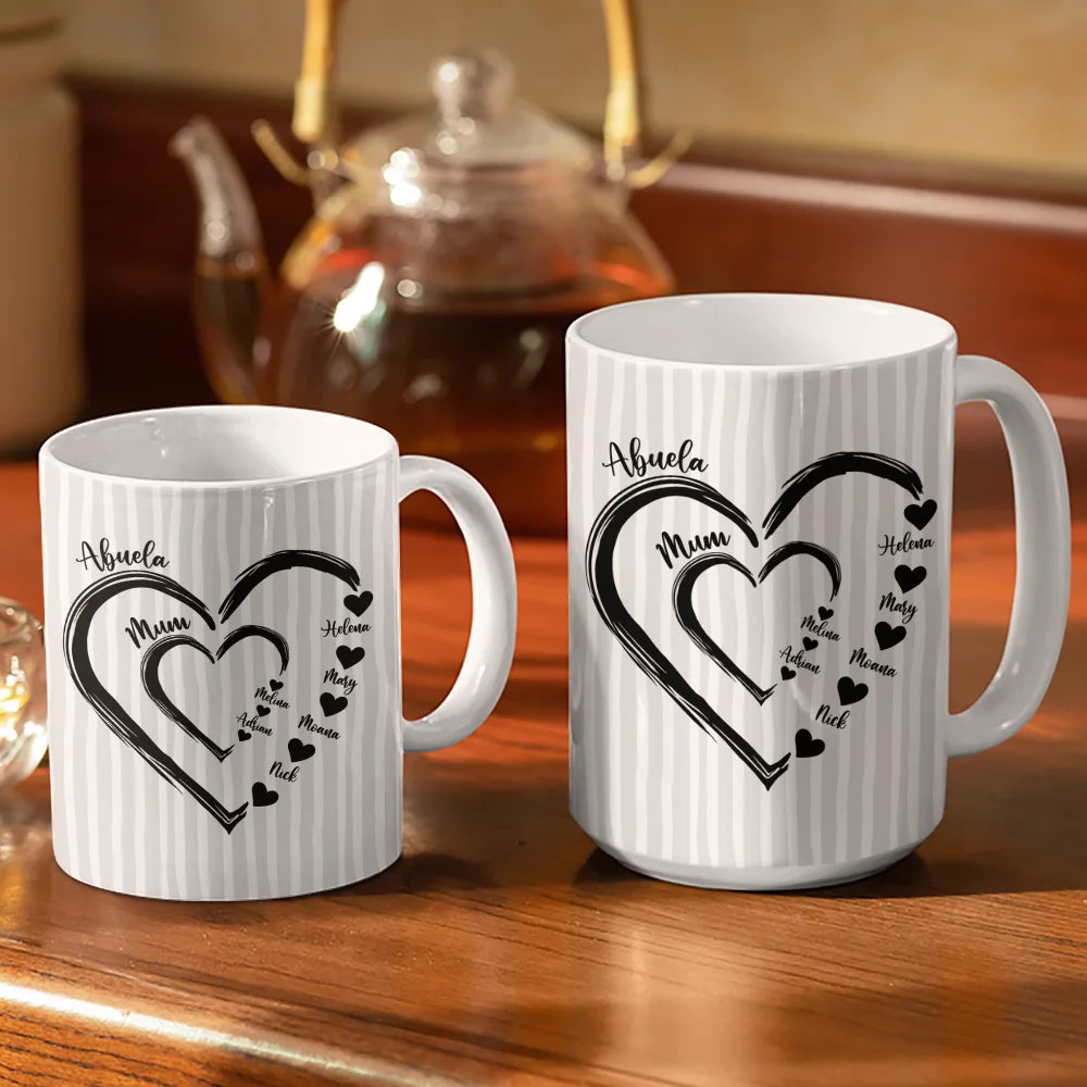 Gift For Wife,Gift For Mother,Gift For Grandma,Happy - Mom Mum Grandma Sweethearts - Personalized White Edge-to-Edge Mug